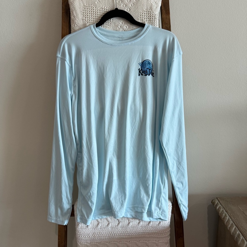 King Tide Gear Light Blue Jupiter Florida Map Graphic Long Sleeve UPF 50 Shirt